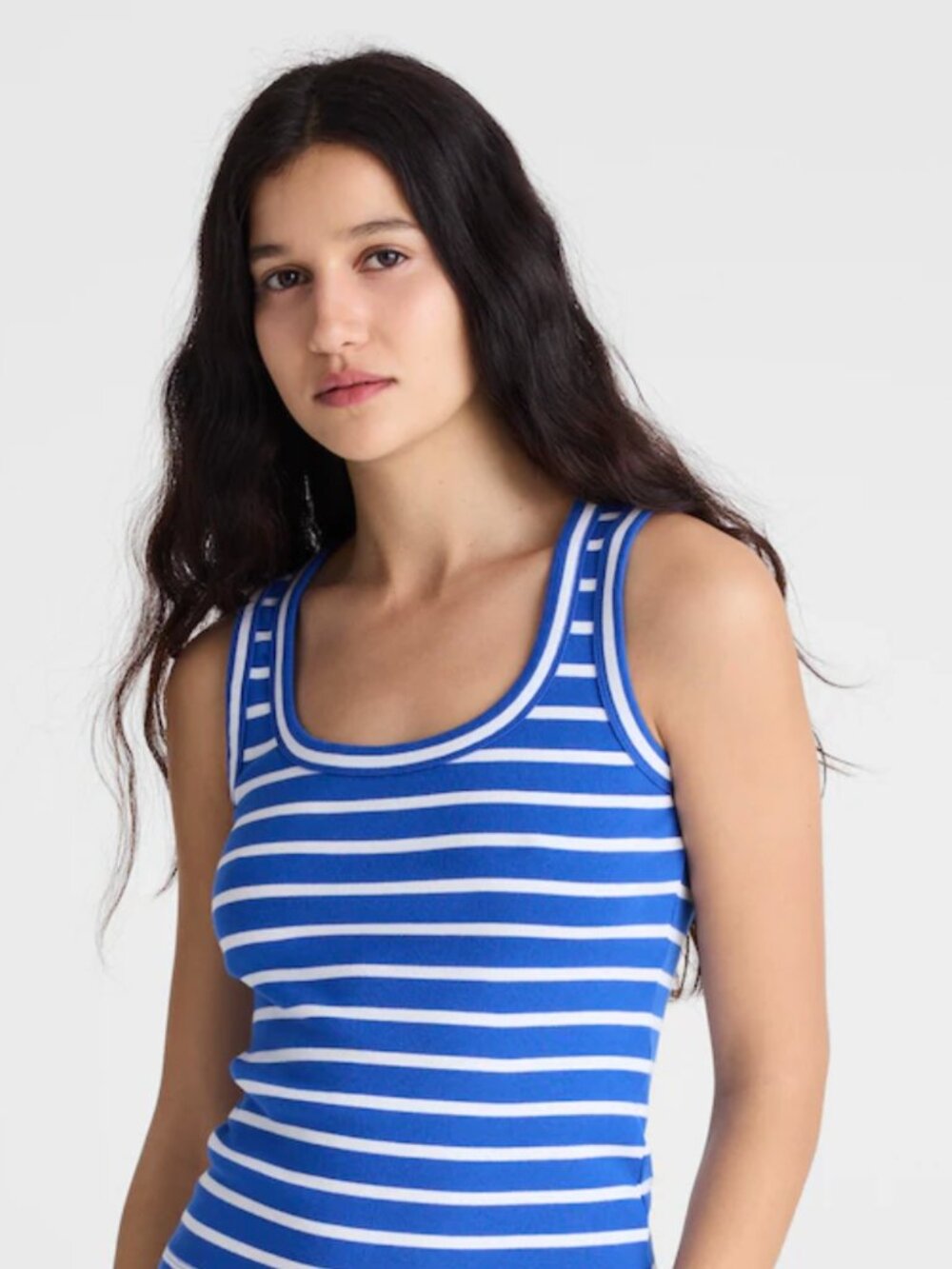 Madewell "The '90s Scoopneck Tank in Compact Cotton" Size M in Electric Blue NWT